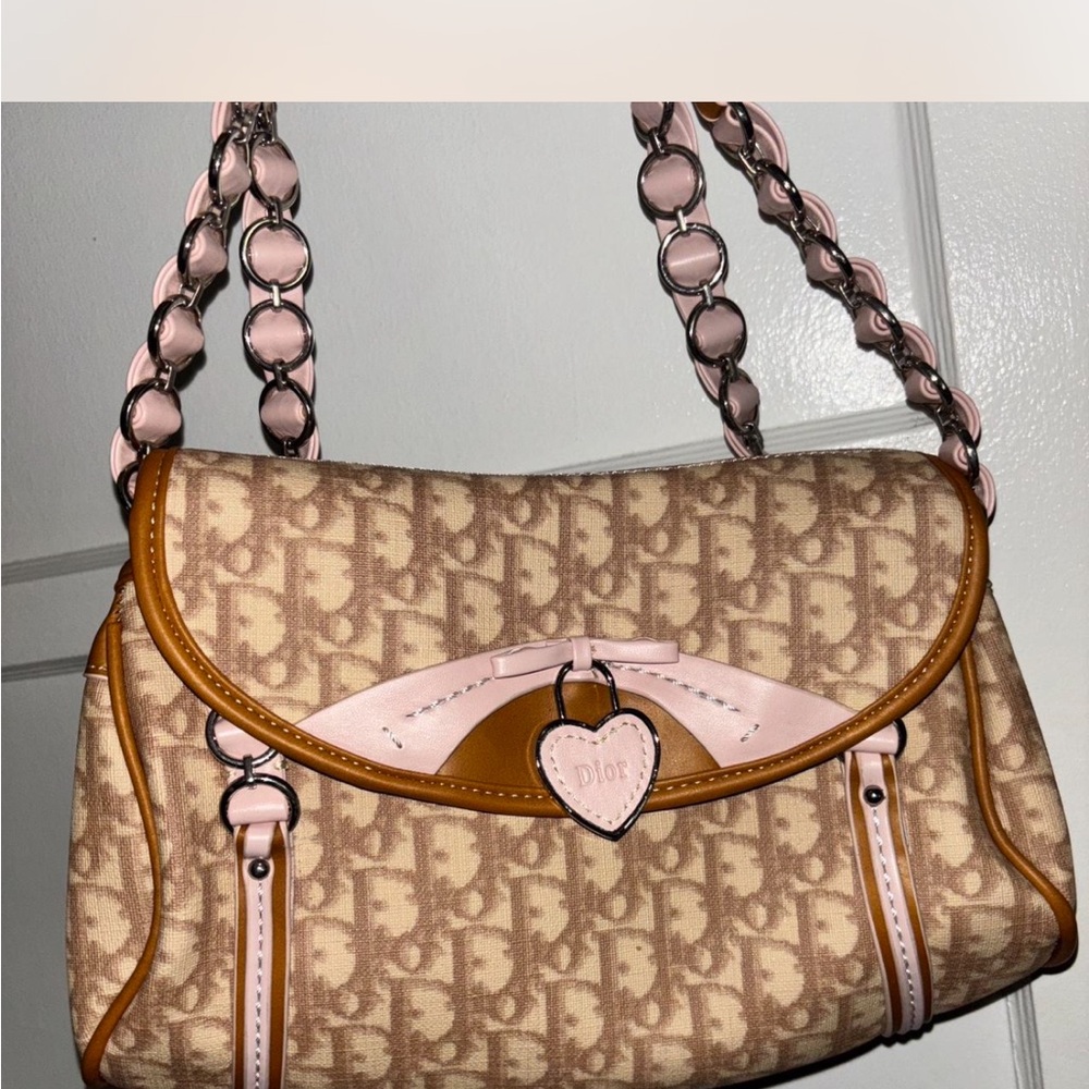 Dior Tan and Pink Shoulder Bag